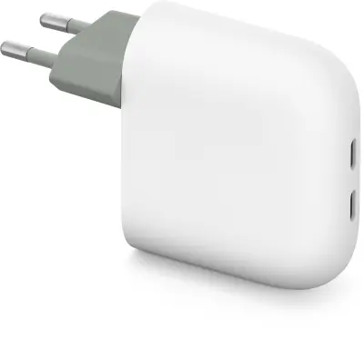Polnilnik GOOGLE Dual USB-C, bel