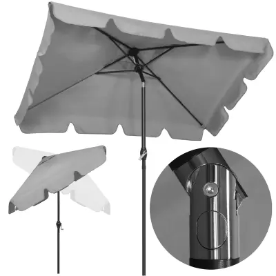 Pravokotni senčnik z nagibno funkcijo in ročnim mehanizmom 240 cm – svetlo siv