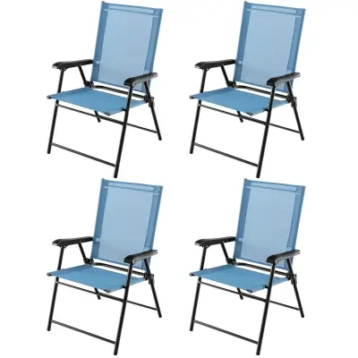 Komplet zložljivih vrtnih stolov modre barve 4 kosi.