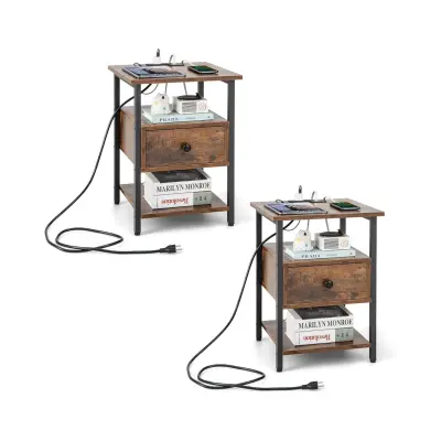 Komplet Nočna omarica s polnilno postajo Nočna mizica 2 kosa.