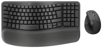 Tipkovnica in miška LOGITECH Wave Keys and Lift COMBO, brezžična, grafitna, SLO gravura