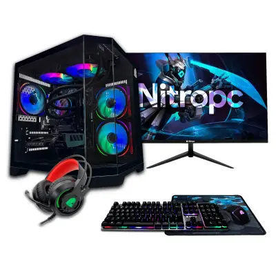Popoln igralni računalnik Nitropc Pack Gold Plus - Intel i5-14400F, RX 6600 8GB, RAM 16GB, M.2 1TB, Črna