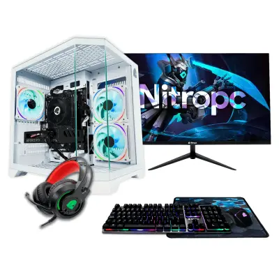 Popoln igralni računalnik Nitropc Pack Silver Plus - AMD Ryzen 5 5500, RX 6600 8GB, RAM 16GB, M.2 1TB, Bela