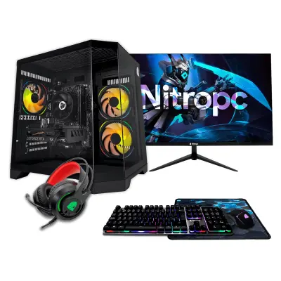 Popoln igralni računalnik Nitropc Pack Silver Plus - AMD Ryzen 5 5500, RX 6600 8GB, RAM 16GB, M.2 1TB, Črna