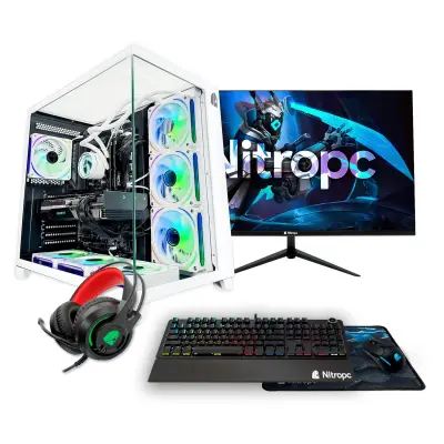 Popoln igralni računalnik Nitropc Pack Gold Plus v2 - AMD Ryzen 7 5800X, RTX 4060 8GB, RAM 32GB, M.2 2TB, Bela