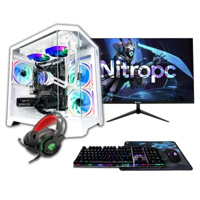 Popoln igralni računalnik Nitropc Pack Gold - Intel i5-12400F, RTX 3050 8GB, RAM 16GB, M.2 1TB, Bela