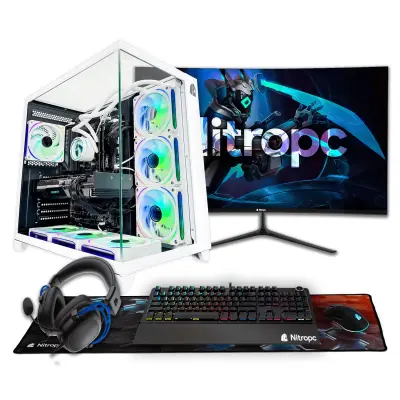 Popoln igralni računalnik Nitropc Pack Nitro Plus - Intel i9-12900KF, RTX 5070 12GB, RAM 32GB, M.2 2TB, Bela