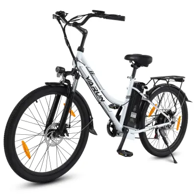 Električno kolo za vožnjo na delo VARUN C26-2, 26", 7,8 Ah odstranljiva baterija, 7 prestav, bela