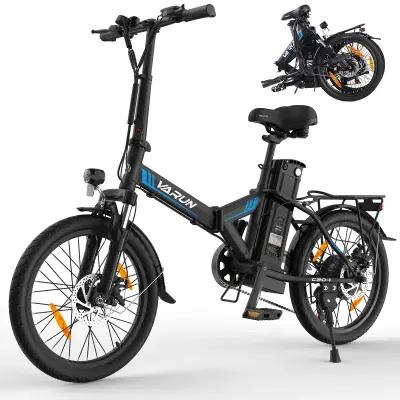 Zložljivo električno kolo VARUN C20-1, 48V 250W 374,4Wh baterija, črna