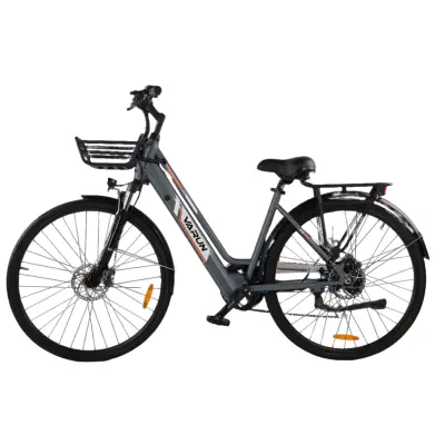 Žensko mestno električno kolo VARUN C700-8, 27,5" nizka stopnica, 36V 250W senzor navora, siva