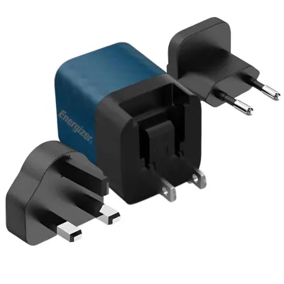 ENERGIZER, Omrežni polnilec GaN 4A USB-C 20W večvtični EU / ZK / ZDA, Noir / Bleu