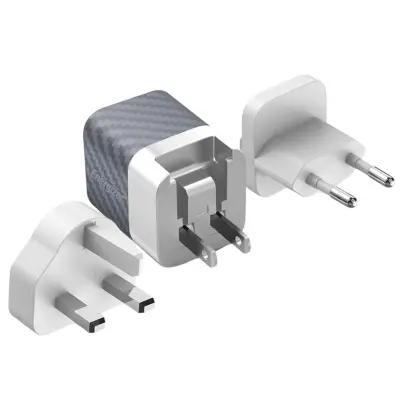ENERGIZER, Omrežni polnilec GaN 3.0 4A USB in USB-C 38W večvtičnica EU / Združeno kraljestvo / ZDA, Blanc / Gris