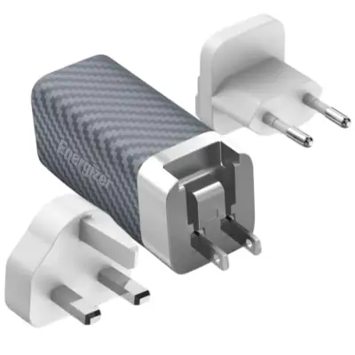 ENERGIZER, Omrežni polnilec GaN 5A USB in USB-C 65W Večvtičnica EU / Združeno kraljestvo / ZDA, Blanc / Gris
