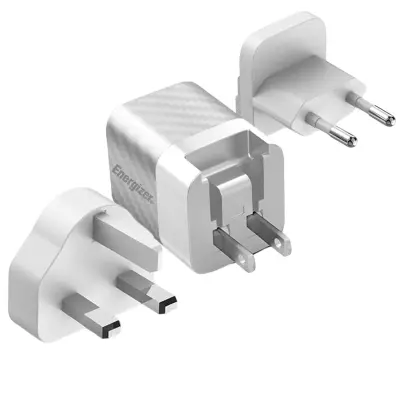 ENERGIZER, Omrežni polnilec GaN 4A USB-C 20W večvtični EU / ZK / ZDA, Srebrna