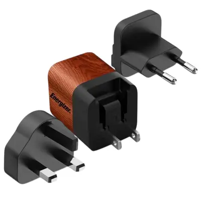ENERGIZER, Omrežni polnilec GaN 4A USB-C 20W Večvtična vtičnica EU / Združeno kraljestvo / ZDA, Noir / Marron