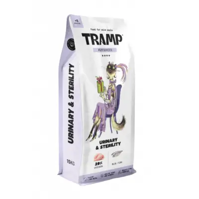 Tramp Fly Urinary&Sterility - Specializirana suha hrana za mačke za podporo zdravju sečil in steriliziranih mačk, 15 kg