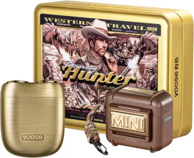 YOOSE Mini 2.0 potovalni brivnik Bounty Hunter Golden, darilno pakiranje, zlat