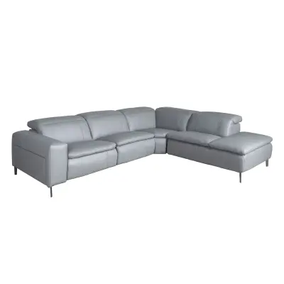 Desni relaksacijski kavč chaise longue iz sivega usnja