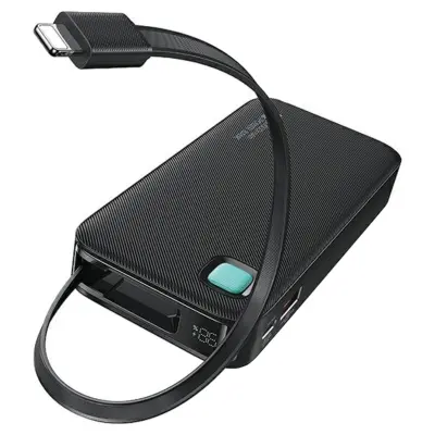 USAMS POWERBANK 10000 MAH ZA LIGHTNING COIL PD CABLE 20W ZA APPLE IPHONE