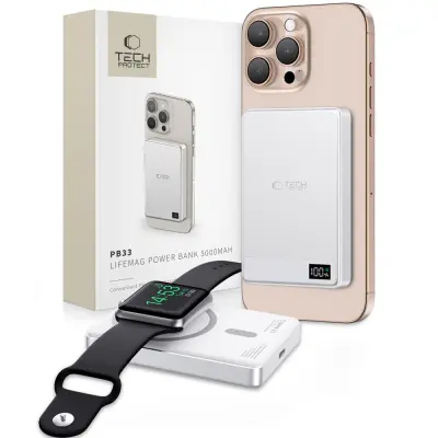 TECH-PROTECT PB33 LIFEMAG MAGSAFE POWER BANK 5000MAH SREBRNA
