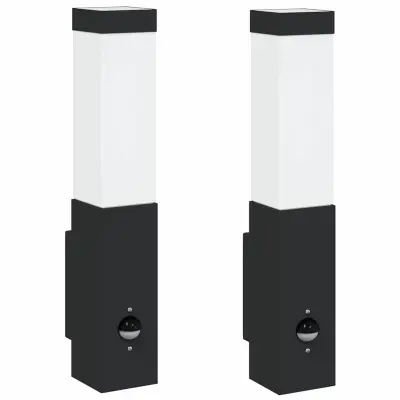 vidaXL Zunanje stenske svetilke 2 pcs Črna 10.5 x 6 x 35 cm