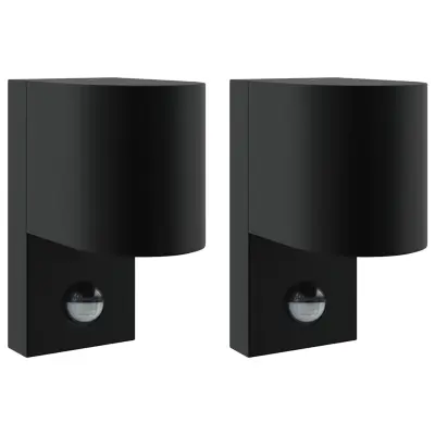 vidaXL Zunanje stenske svetilke 2 pcs Črna 12 x 7 x 15 cm