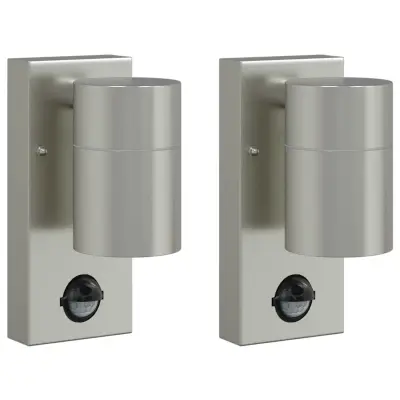 vidaXL Zunanje stenske svetilke 2 pcs srebrna 6.5 x 10.5 x 16 cm