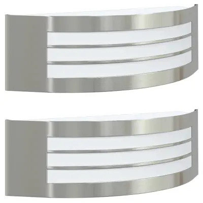 vidaXL Zunanje stenske svetilke 2 pcs srebrna 32 x 10 x 10 cm