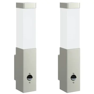 vidaXL Zunanje stenske svetilke 2 pcs srebrna 10.5 x 6 x 35 cm