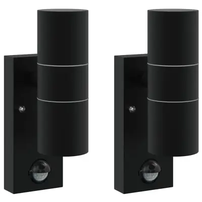 vidaXL Zunanje stenske svetilke 2 pcs Črna 7 x 10 x 22 cm