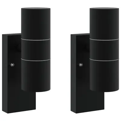 vidaXL Zunanje stenske svetilke 2 pcs Črna 7 x 10 x 22 cm