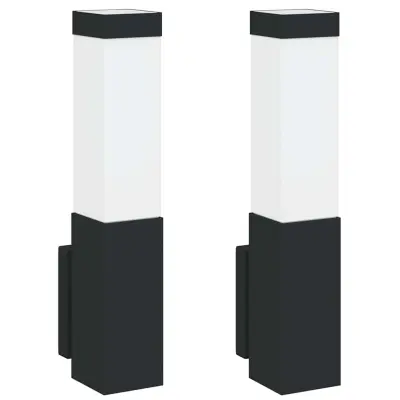 vidaXL Zunanje stenske svetilke 2 pcs Črna 10.5 x 6 x 35 cm
