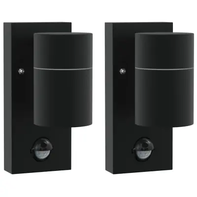 vidaXL Zunanje stenske svetilke 2 pcs Črna 6.5 x 10.5 x 16 cm