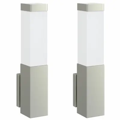 vidaXL Zunanje stenske svetilke 2 pcs srebrna 10.5 x 6 x 35 cm