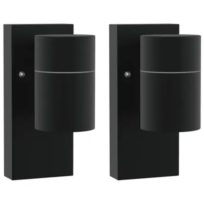 vidaXL Zunanje stenske svetilke 2 pcs Črna 6.5 x 10.5 x 16 cm