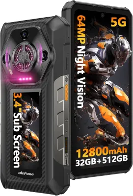 Ulefone Armor 30 Pro 5G 32/512GB, črna pametni robustni telefon Android 14, 6,95" FHD+ 120Hz 12800mAh 66W
