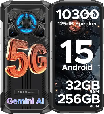 DOOGEE Blade 20 Play AI 5G 32/256GB Dimensity 7050, črna pametni robustni telefon Android 15, 6.6"