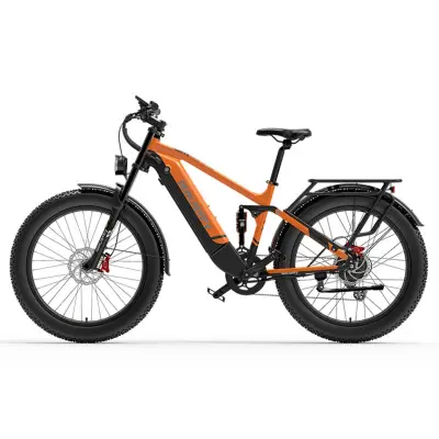 Elektrogorsko kolo Dukawey Silvertip8, 52 V 20 Ah baterija, 26-palčno debelo kolo, električno SUV kolo, črno-oranžno