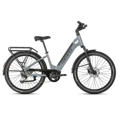 Pametno mestno električno kolo JOBOBIKE Luxe, 250 W tihi pogon, 36 V 15 Ah, podpora prek aplikacije, siva