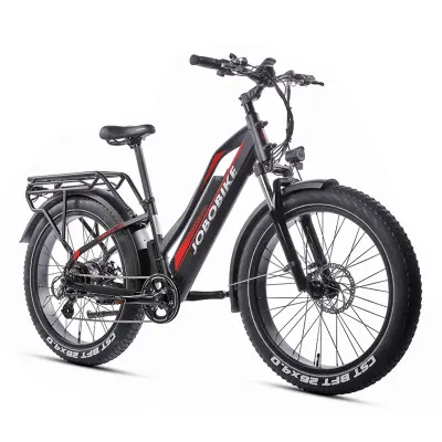 Električni fatbike JOBOBIKE Robin ST, Step-thru, Bafang 48V 250W 13Ah, za ženske, črno-rdeč