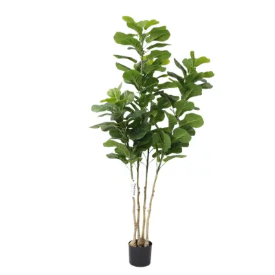170Cm Umetna Ficus Lyrata Z 4 Debla In Temno Zelenimi Velikimi Listi Potted Umetna Rastlina Za Dom Pisarna Božična Dekoracija