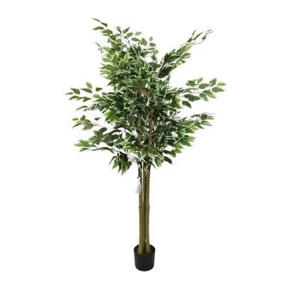 170Cm Sestavljiva Umetna Ficus Banyan Drevo Moderna Umetna Ficus Rastlina Z Zelenimi Belimi Robovi Listi Za Dom Pisarna Božična Dekoracija