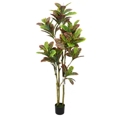 160Cm Umetna Ficus Pandurata Kroton Rastlina Pestri Listi Potted Umetna Rastlina Za Dom In Trgovina Božična Dekoracija