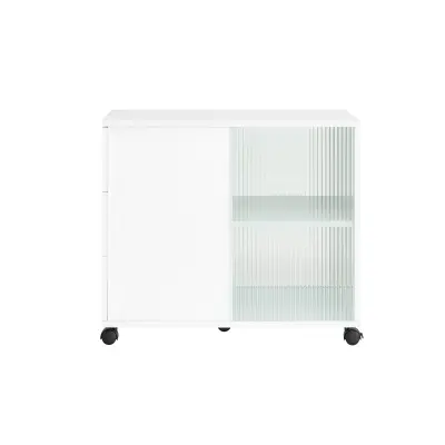 SoBuy Kavna mizica z vrtljivimi kolesi bela 75x35x61 cm
