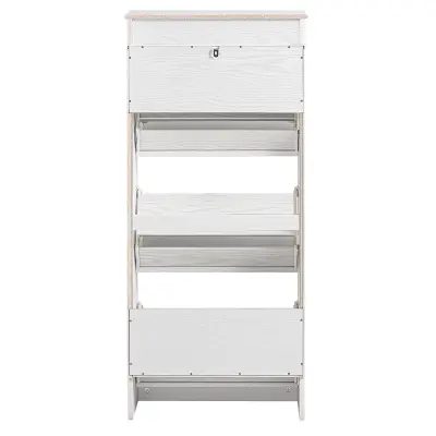 SoBuy vitrina za čevlje zložljiva vrata beli učinek staranega lesa 53x24x118cm