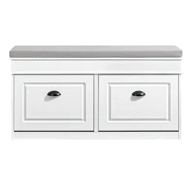 SoBuy klop za shranjevanje z blazino nastavljiva skrinja za čevlje bel staran les 104x24x51 cm