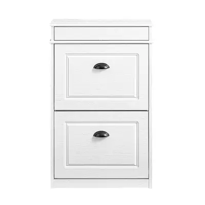 SoBuy vitrina za čevlje zložljiva vrata bel učinek staranega lesa 54x24x82cm