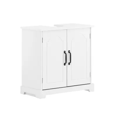SoBuy kopalniška omarica za umivalnik prostorsko varčna z nastavljivimi policami na vlago odporna MDF bela 60x30x60 cm