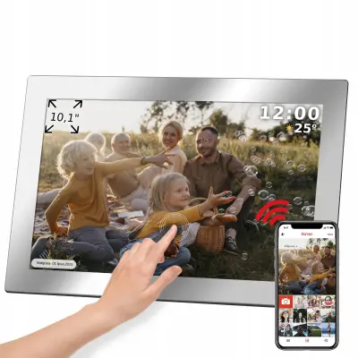 Touch digitalni foto okvir FRAMEO Wi-Fi zvočnik 10,1” z ogledalom + APP