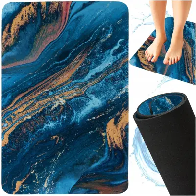 Kopalniška hitro sušeča pralna preproga 80x50cm XXL modra